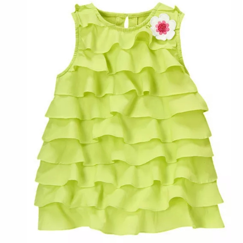 Gymboree Rainbow Cabana Sequin Flower Ruffle Tank